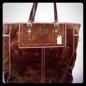 Coach brown suede bag